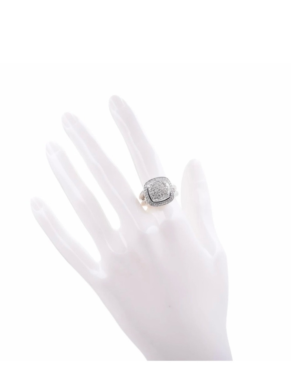 Sterling Silver Diamond 11mm Albion Pave Ring 56 7.5